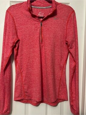 Nike Dri-FIT Red Heather Quarter-Zip Pullover